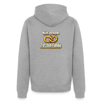 Freunde sind Familie – Beste Freunde - Unisex Premium Bio Zip Hoodie - Grau meliert - Hinten - Nico (187cm)