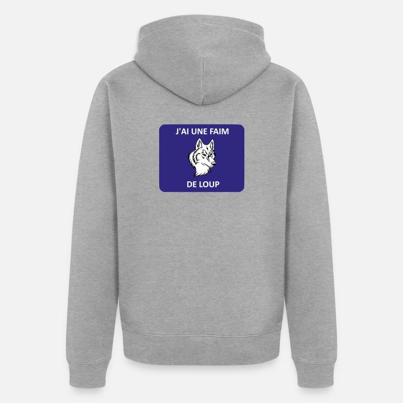 Ich bin hungrig wie ein Wolf - Unisex Premium Bio Zip Hoodie - Grau meliert