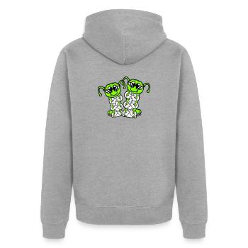 2 Caterpillar Middle Finger Insult Sunglasses Team - Unisex Premium Organic Zip Hoodie - heather grey - Back - Nico (187cm)