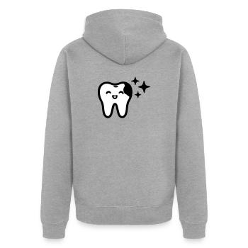Lächelnder Zahn Symbol Schwarz - Unisex Premium Bio Zip Hoodie - Grau meliert - Hinten - Nico (187cm)