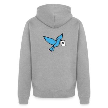 Carrier Pigeon Ballot Bird Multicolored - Unisex Premium Organic Zip Hoodie - heather grey - Back - Nico (187cm)