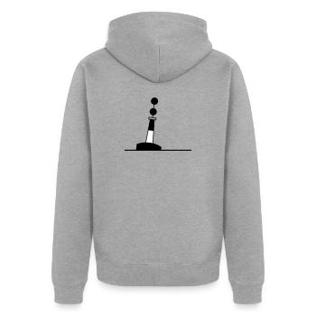 Tonne - Boje Nordsee Segeln Ostsee Maritim - Unisex Premium Bio Zip Hoodie - Grau meliert - Hinten - Nico (187cm)