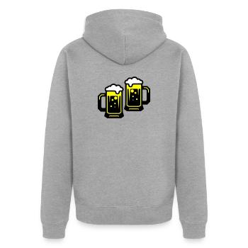 Icône de la bière qui encourage - Veste à capuche bio Premium Unisexe - gris chiné - Dos - Nico (187cm)