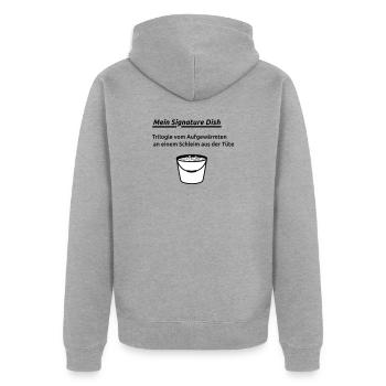 Signature Dish - Unisex Premium Bio Zip Hoodie - Grau meliert - Hinten - Nico (187cm)