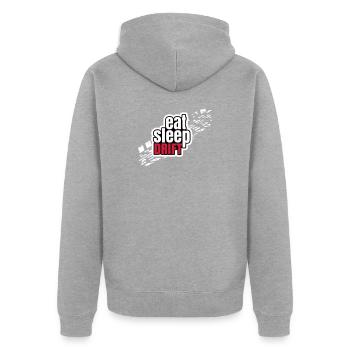 Eat Sleep Drift - Unisex Premium Bio Zip Hoodie - Grau meliert - Hinten - Nico (187cm)
