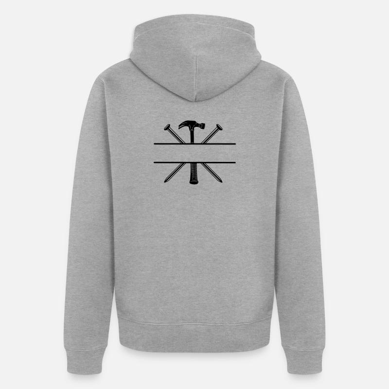 Logo de charpentier clous et marteau - Veste à capuche bio Premium Unisexe - gris chiné