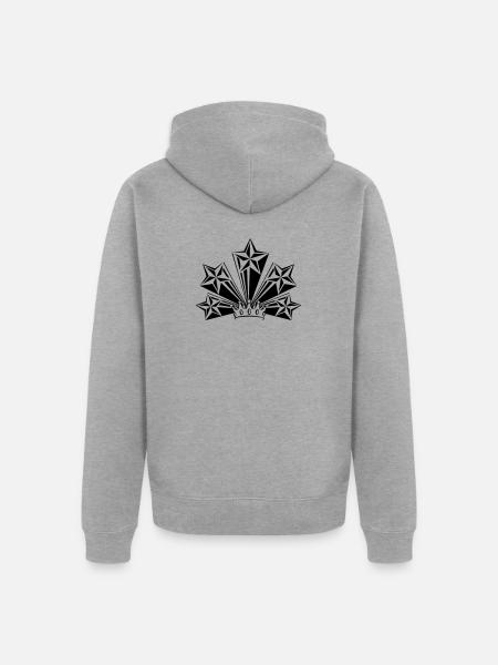 Transparente Krone mit vier großen Sternen - Unisex Premium Bio Zip Hoodie - Grau meliert