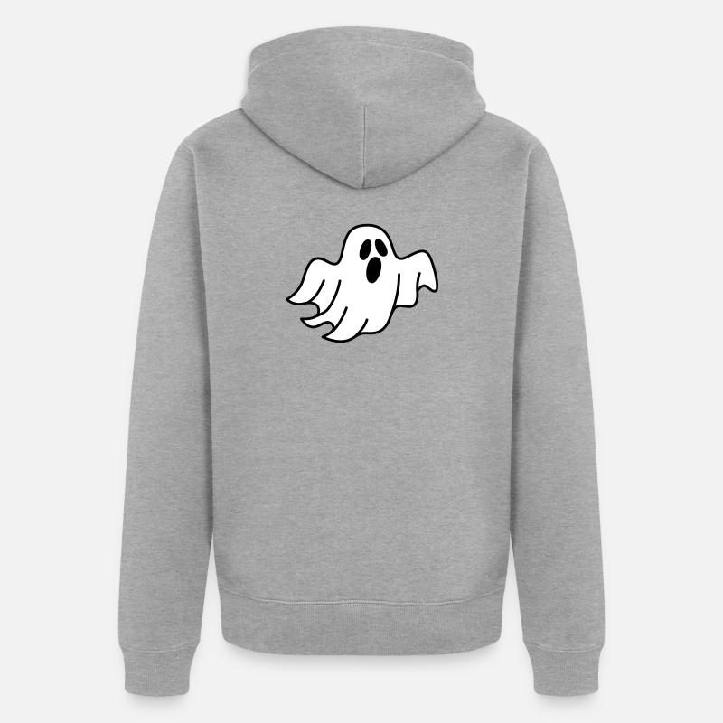Geist oder Gespenst - Unisex Premium Bio Zip Hoodie - Grau meliert