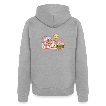 Kawaii Dessert Parade - Veste à capuche bio Premium Unisexe - gris chiné - Dos - Nico (187cm)