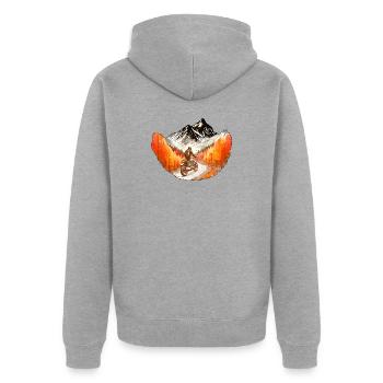 Motorradfahrer in den Bergen - Unisex Premium Bio Zip Hoodie - Grau meliert - Hinten - Nico (187cm)