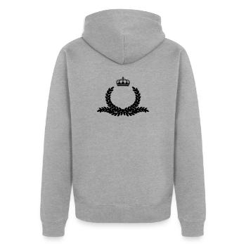 Ornate laurel wreath with crown - Unisex Premium Organic Zip Hoodie - heather grey - Back - Nico (187cm)