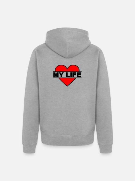 Heart I love my life - Unisex Premium Organic Zip Hoodie - heather grey