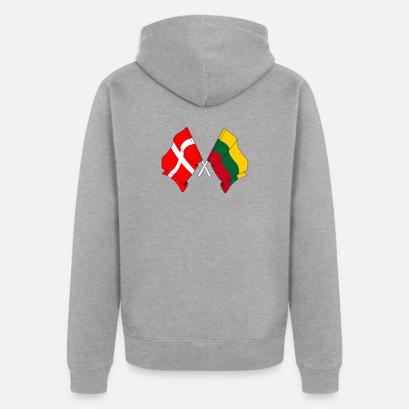Drapeau Danemark, drapeau Lituanie - Veste à capuche bio Premium Unisexe - gris chiné