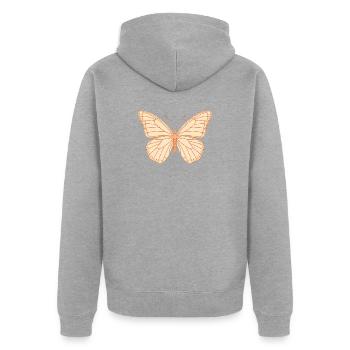 Pfirsich Schmetterling Konturdesign - Unisex Premium Bio Zip Hoodie - Grau meliert - Hinten - Nico (187cm)