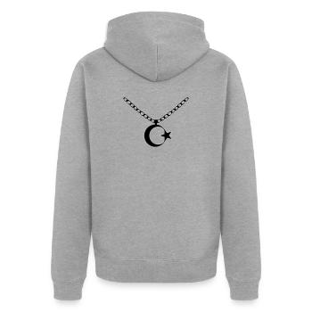 Türkei Flagge Kette - Unisex Premium Bio Zip Hoodie - Grau meliert - Hinten - Nico (187cm)