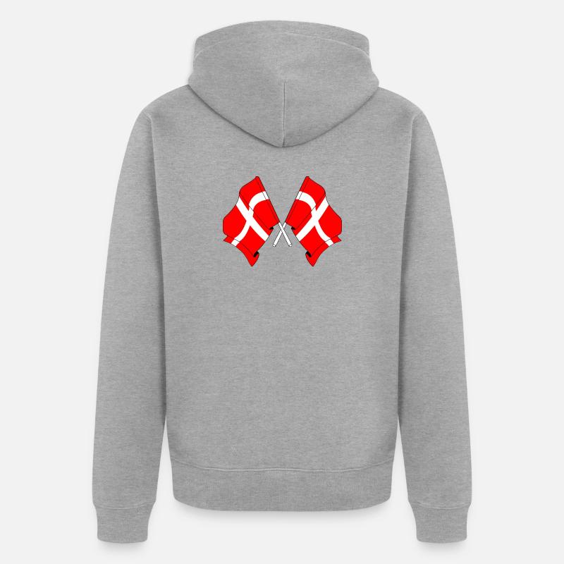 Deux drapeaux Danemark - Veste à capuche bio Premium Unisexe - gris chiné