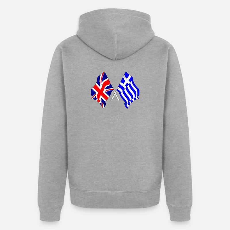 Drapeau Angleterre, drapeau Grèce - Veste à capuche bio Premium Unisexe - gris chiné