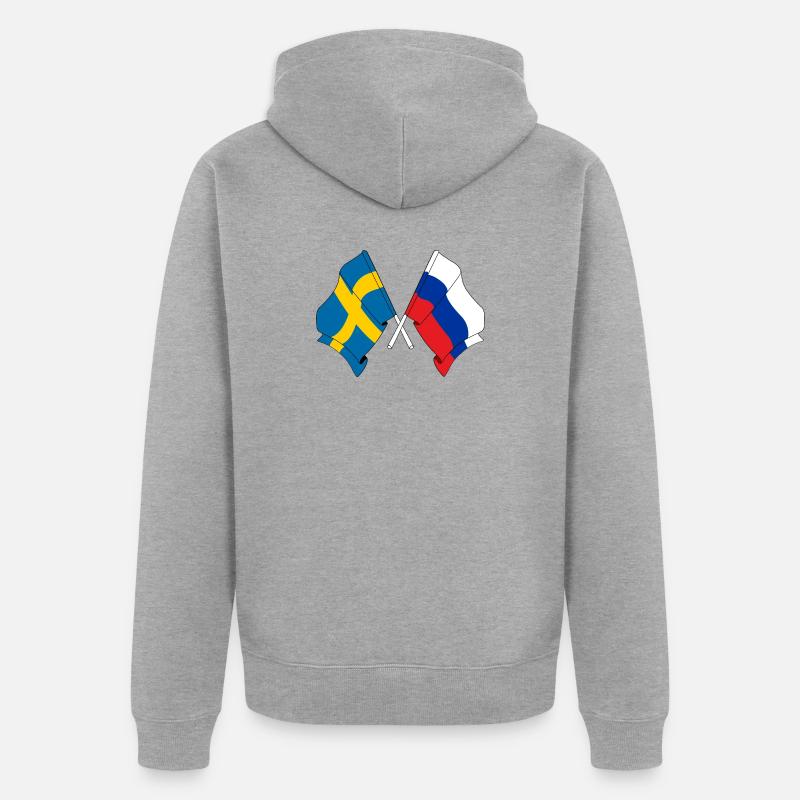 Drapeau Suède drapeau Russie - Veste à capuche bio Premium Unisexe - gris chiné