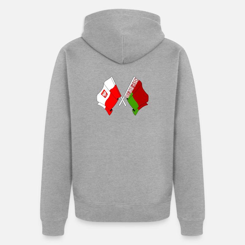 Drapeau de la Pologne, Russie Blanche - Veste à capuche bio Premium Unisexe - gris chiné