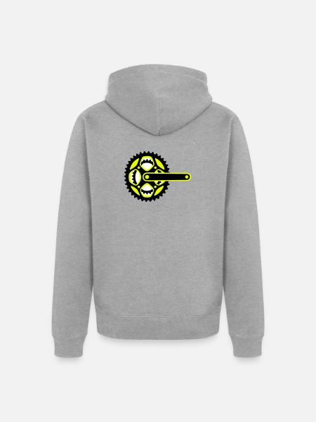 Bicycle Chainring Icon - Unisex Premium Organic Zip Hoodie - heather grey