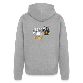 Grundschullehrerin Geschenk für die erste Klasse - Unisex Premium Bio Zip Hoodie - Grau meliert - Hinten - Nico (187cm)