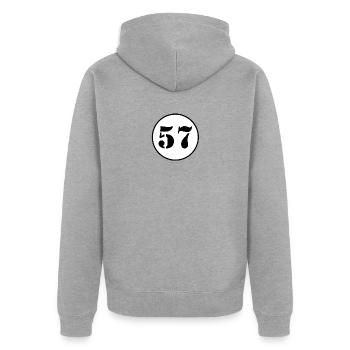 NUMBER 57 fifty seven birthday gift - Unisex Premium Organic Zip Hoodie - heather grey - Back - Nico (187cm)