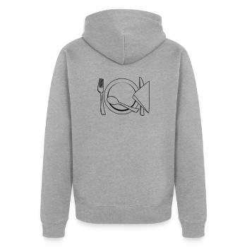 Serviette de table à couverts - Veste à capuche bio Premium Unisexe - gris chiné - Dos - Nico (187cm)