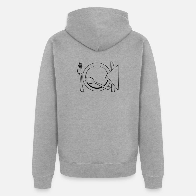 Serviette de table à couverts - Veste à capuche bio Premium Unisexe - gris chiné