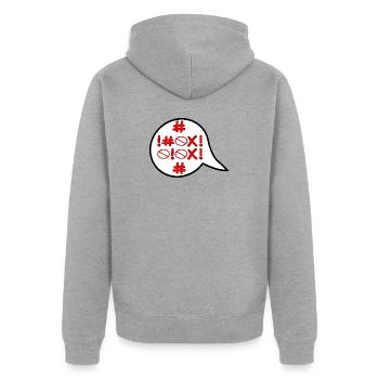 FORBIDDEN - ANGRY ANGER - EMOTIONS - Unisex Premium Organic Zip Hoodie - heather grey - Back - Nico (187cm)