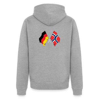 Flag of Germany and flag Norway - Unisex Premium Organic Zip Hoodie - heather grey - Back - Nico (187cm)