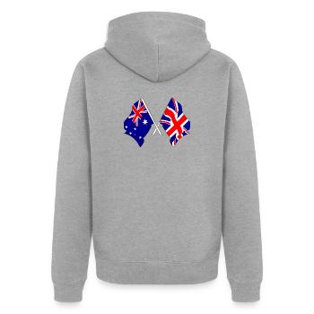 Flag of Australia and flag of England - Unisex Premium Organic Zip Hoodie - heather grey - Back - Nico (187cm)