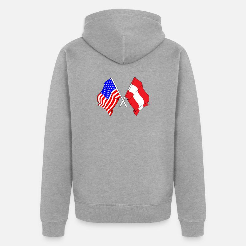 Drapeau des États-Unis, drapeau de l’Autriche - Veste à capuche bio Premium Unisexe - gris chiné