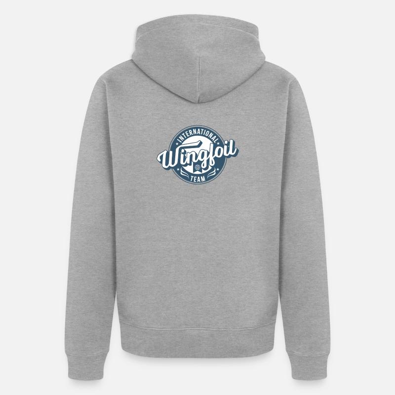 Équipe internationale de wingfoil - Veste à capuche bio Premium Unisexe - gris chiné