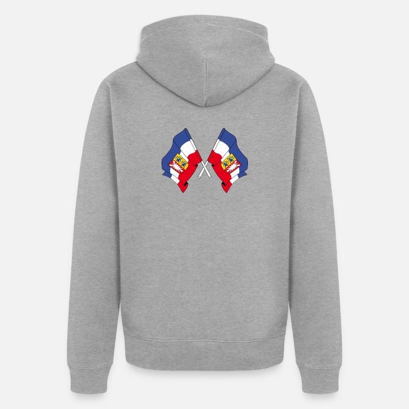 Deux drapeaux Schleswig Holstein - Veste à capuche bio Premium Unisexe - gris chiné