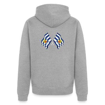 Zwei Flaggen der Provinz Zeeland - Unisex Premium Bio Zip Hoodie - Grau meliert - Hinten - Nico (187cm)
