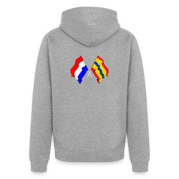 Drapeau des Pays-Bas, Overijssel croisé - Veste à capuche bio Premium Unisexe - gris chiné - Dos - Nico (187cm)