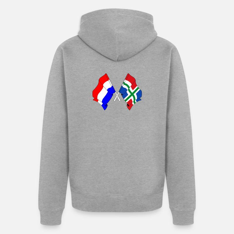 Drapeau Pays-Bas, Groningue - Veste à capuche bio Premium Unisexe - gris chiné