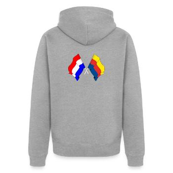 Flagge Niederlande, Flagge Nordholland gekreuzt - Unisex Premium Bio Zip Hoodie - Grau meliert - Hinten - Nico (187cm)