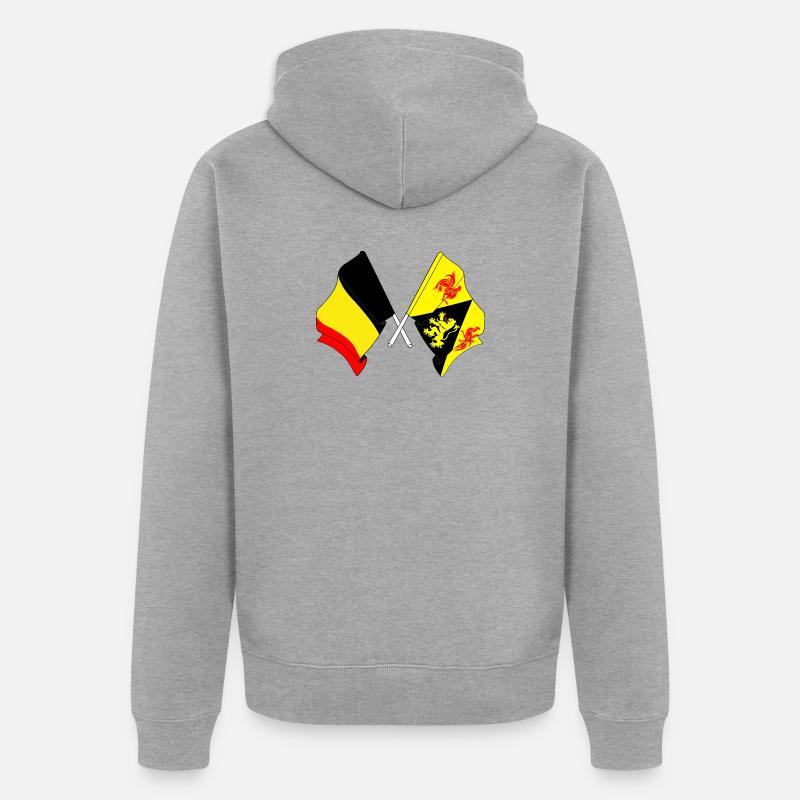 Drapeau Belgique et drapeau Brabant wallon - Veste à capuche bio Premium Unisexe - gris chiné