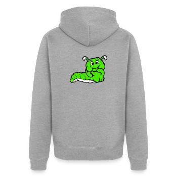Raupe Wurm Schüchtern Freundlich Neugierig Guckend - Unisex Premium Bio Zip Hoodie - Grau meliert - Hinten - Nico (187cm)
