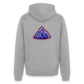 Montagnes Symbole des Alpes - Veste à capuche bio Premium Unisexe - gris chiné - Dos - Nico (187cm)