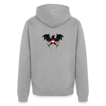 La Chauve-souris fédérale - Emblème noble autrichien - Veste à capuche bio Premium Unisexe - gris chiné - Dos - Nico (187cm)
