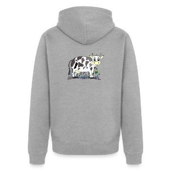 Cow - Unisex Premium Organic Zip Hoodie - heather grey - Back - Nico (187cm)