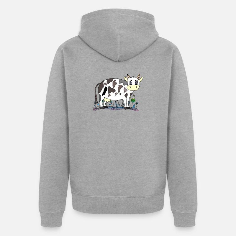 Cow - Unisex Premium Organic Zip Hoodie - heather grey