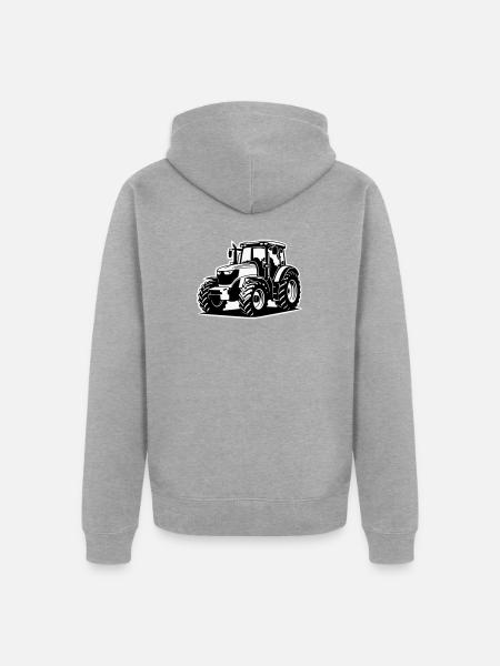 Traktor / Trecker / Schlepper (2-farbig) - Unisex Premium Bio Zip Hoodie - Grau meliert