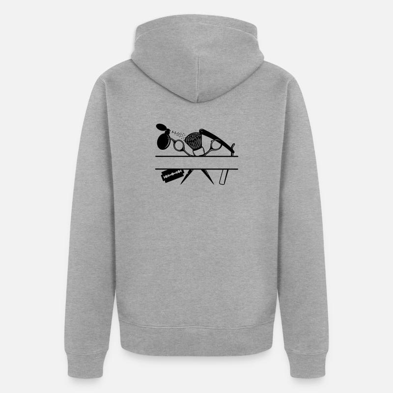 Bannière de texte d’attributs de coiffeurs - Veste à capuche bio Premium Unisexe - gris chiné