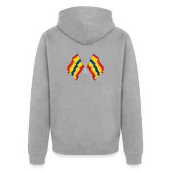 Zwei Flaggen der Provinz Overijssel - Unisex Premium Bio Zip Hoodie - Grau meliert - Hinten - Nico (187cm)
