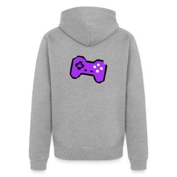 Weird Retro Controller Gamer - Unisex Premium Organic Zip Hoodie - heather grey - Back - Nico (187cm)