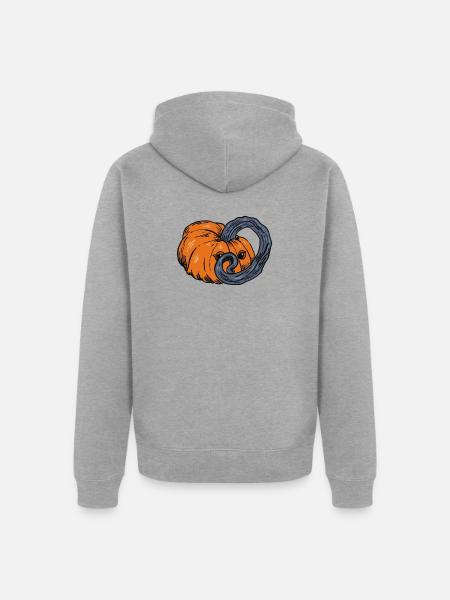 Shy Pumpkin - Kürbislaterne - Unisex Premium Bio Zip Hoodie - Grau meliert