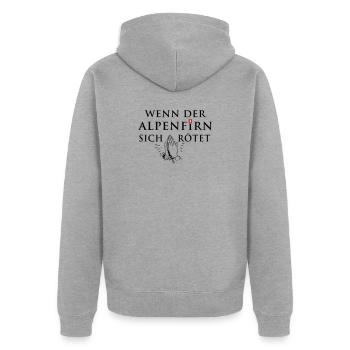Wenn der Alpenfirn sich rötet... - Unisex Premium Bio Zip Hoodie - Grau meliert - Hinten - Nico (187cm)